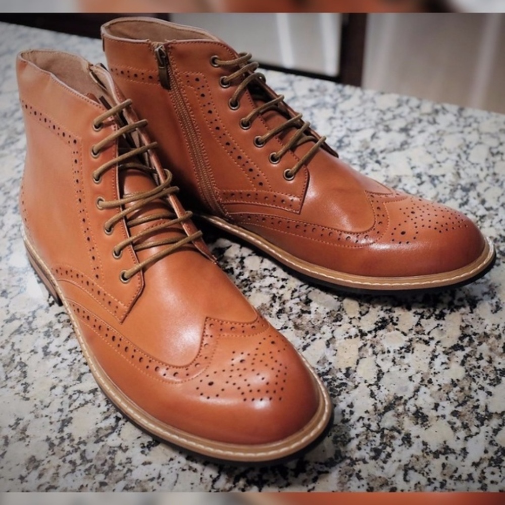 Mens "Bruno" Tan Ankle Boots/Oxfords